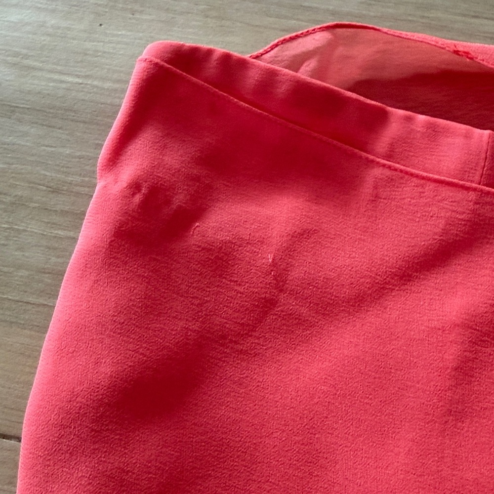 Carolina Herrera New York Coral Pink 100% Silk Chiffon Wrap Skirt Womens Size 14 - Picture 8 of 12